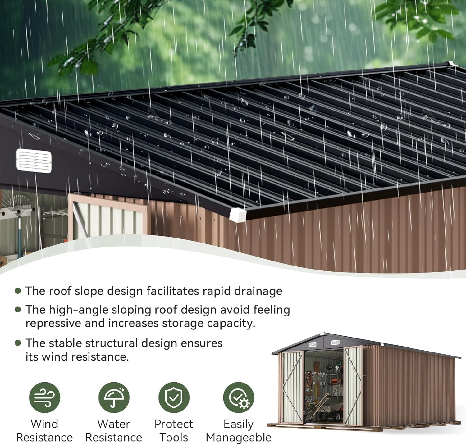 Outdoor Furniture With Storage - 12 x 10FT Outdoor Storage Shed