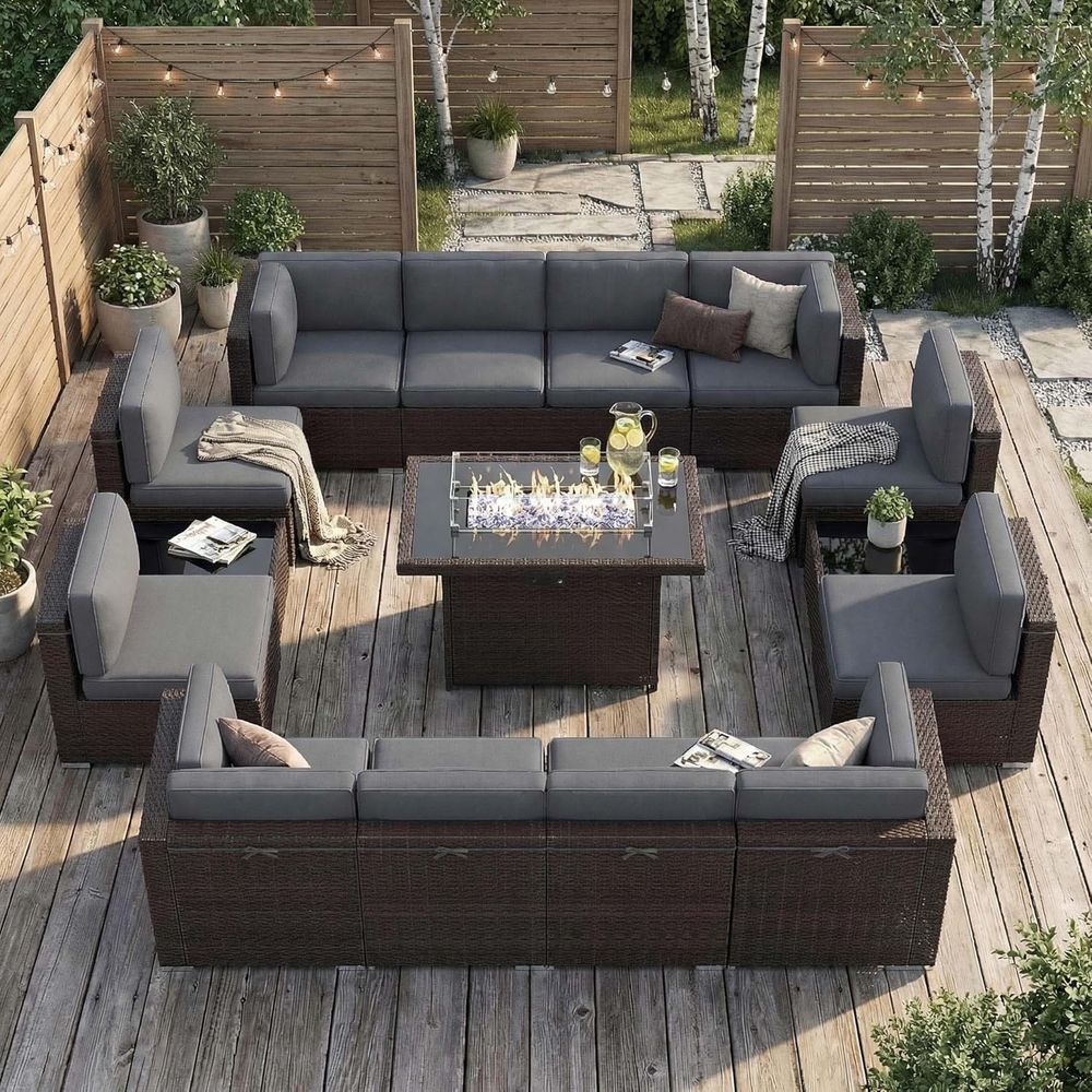 15-Piece Outdoor Patio Furnitu - Outdoor Furniture With Fire Pit Table recension och pris