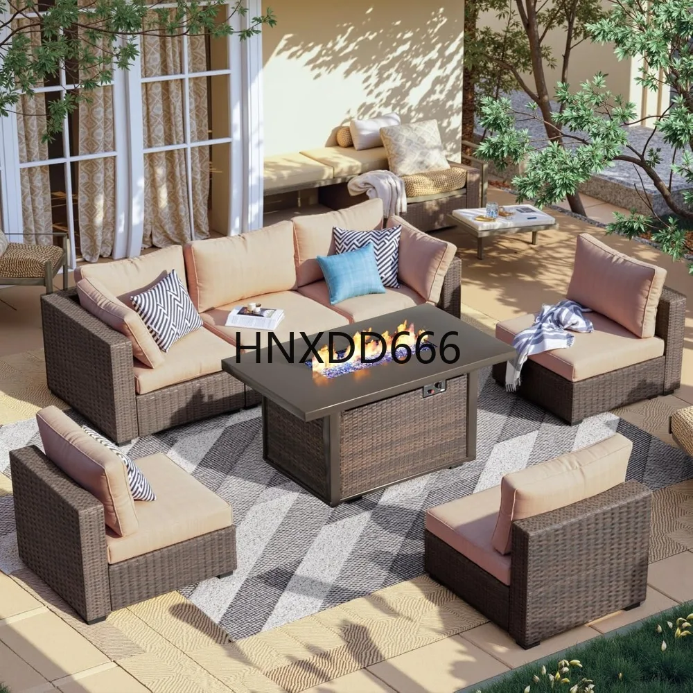 7 Piece Patio Furniture Set wi - Outdoor Furniture With Fire Pit Table recension och pris