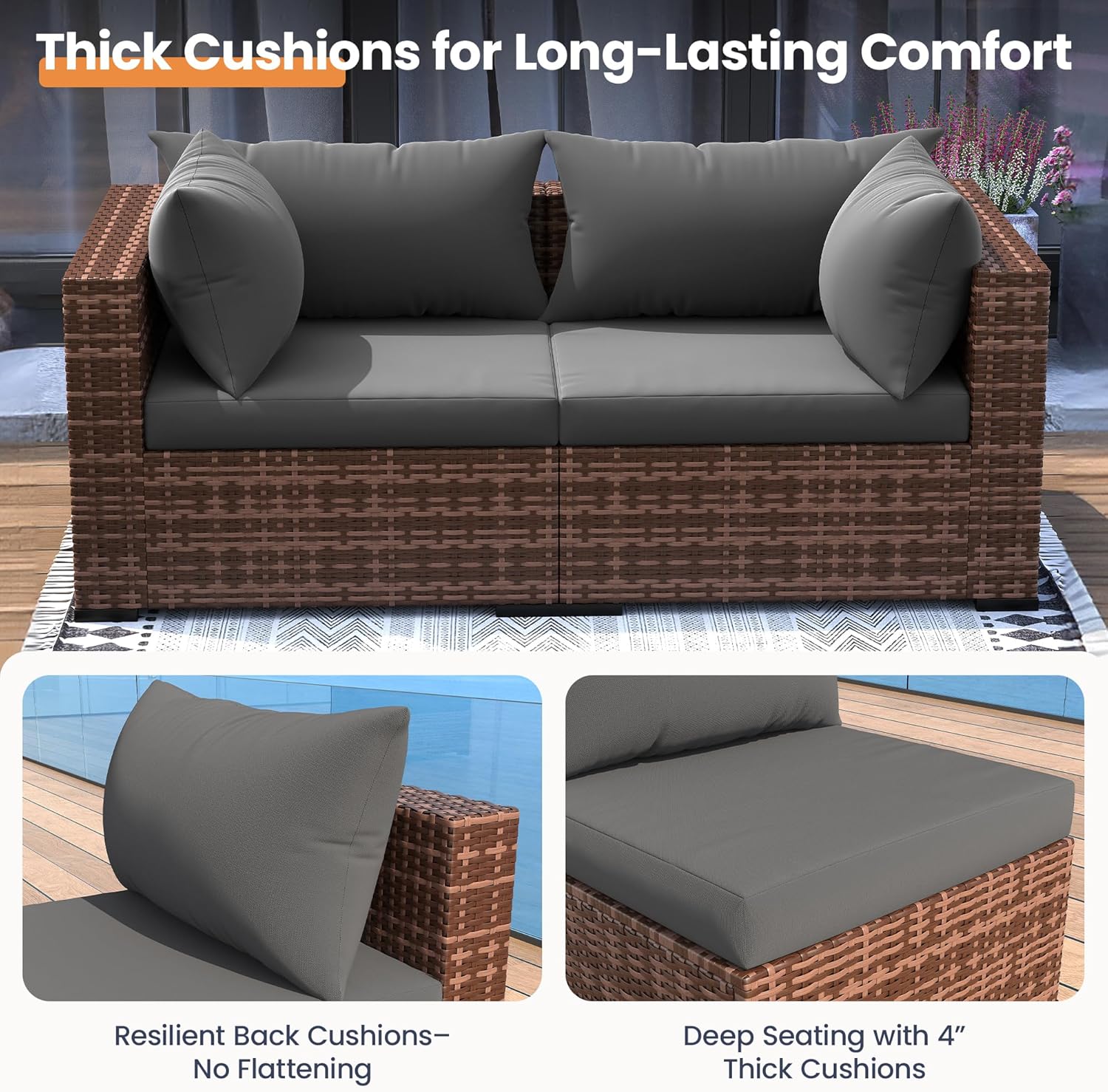 5-Piece Outdoor Sectional Sofa - Outdoor Furniture With Fire Pit Table recension och pris
