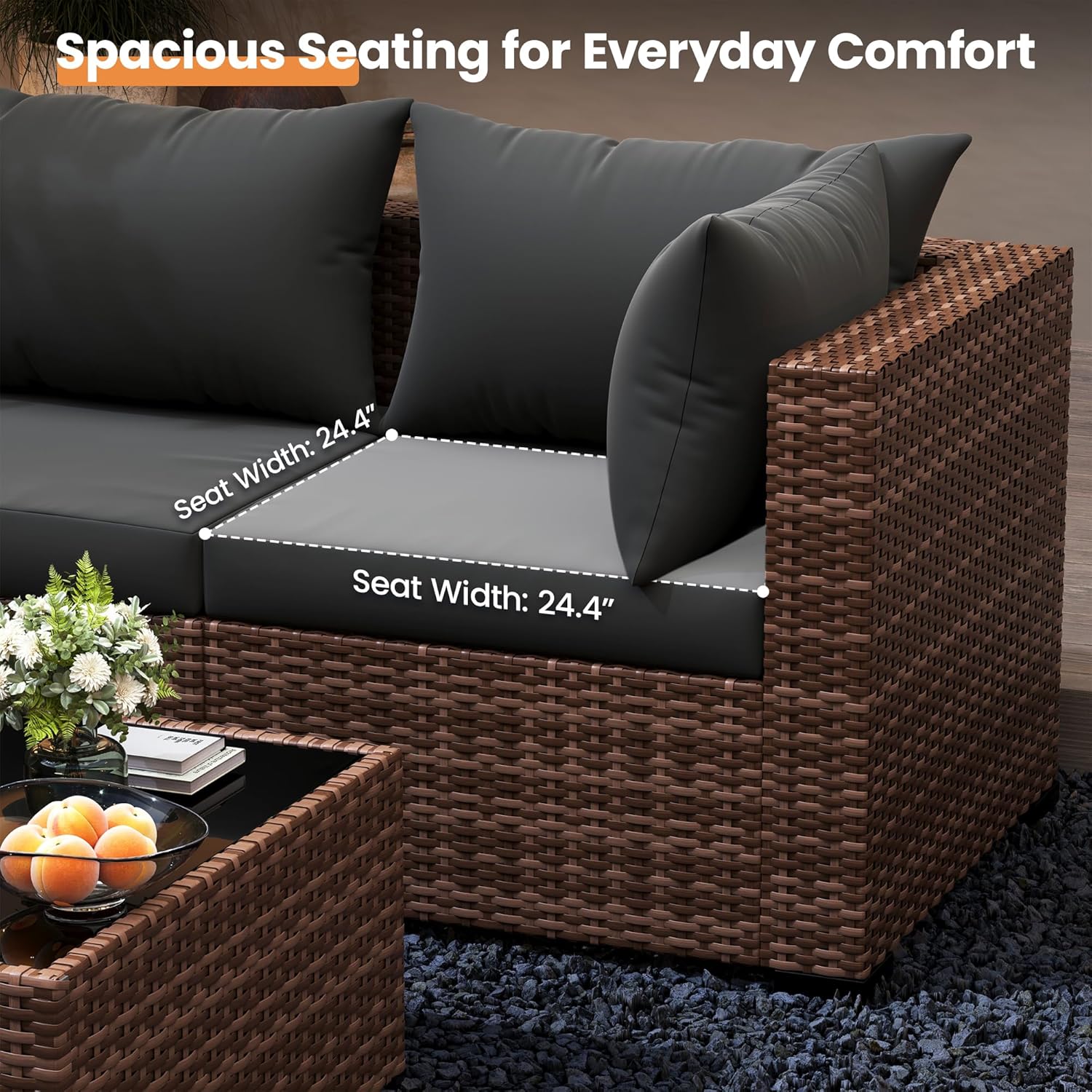 5-Piece Outdoor Sectional Sofa - Outdoor Furniture With Fire Pit Table recension och pris