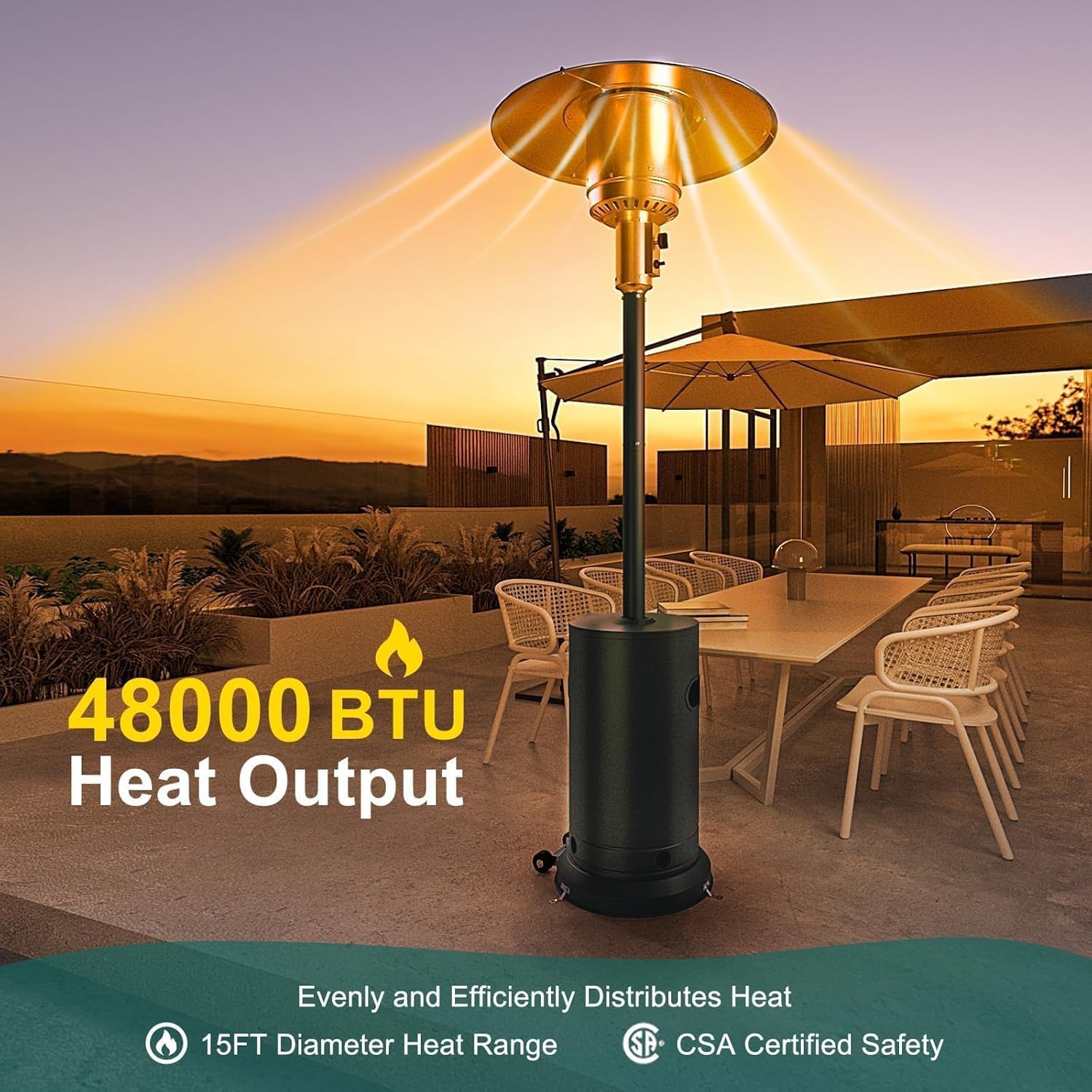 48,000 BTU Outdoor Heat Lamp - - Patio Heater Standing recension och pris