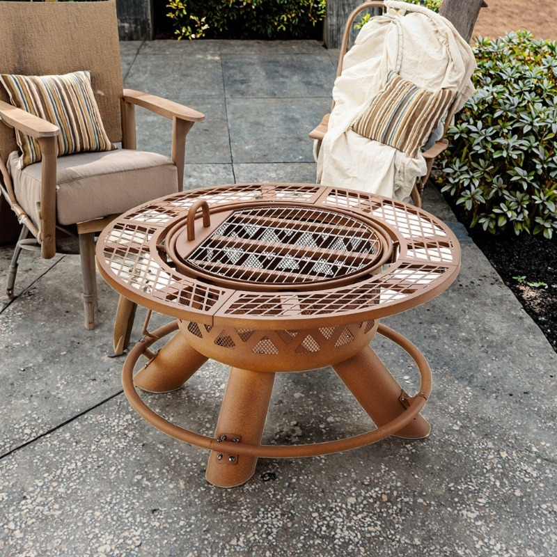 2026 Modern Outdoor Steel Char - Outdoor Furniture With Fire Pit Table recension och pris
