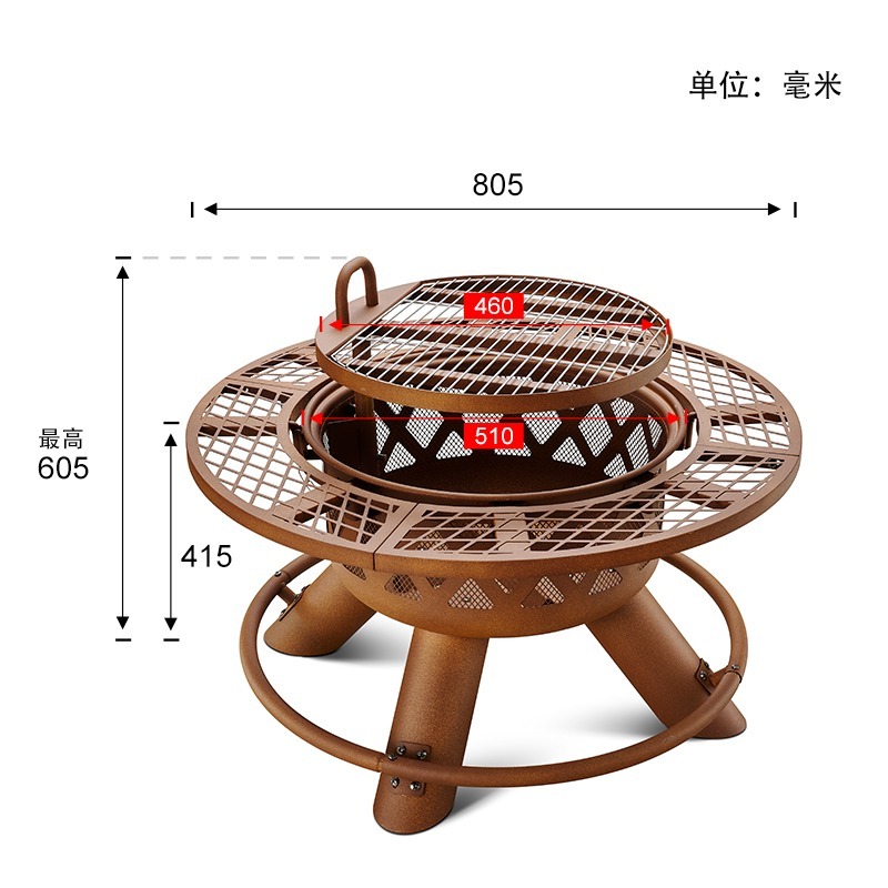 2026 Modern Outdoor Steel Char - Outdoor Furniture With Fire Pit Table recension och pris