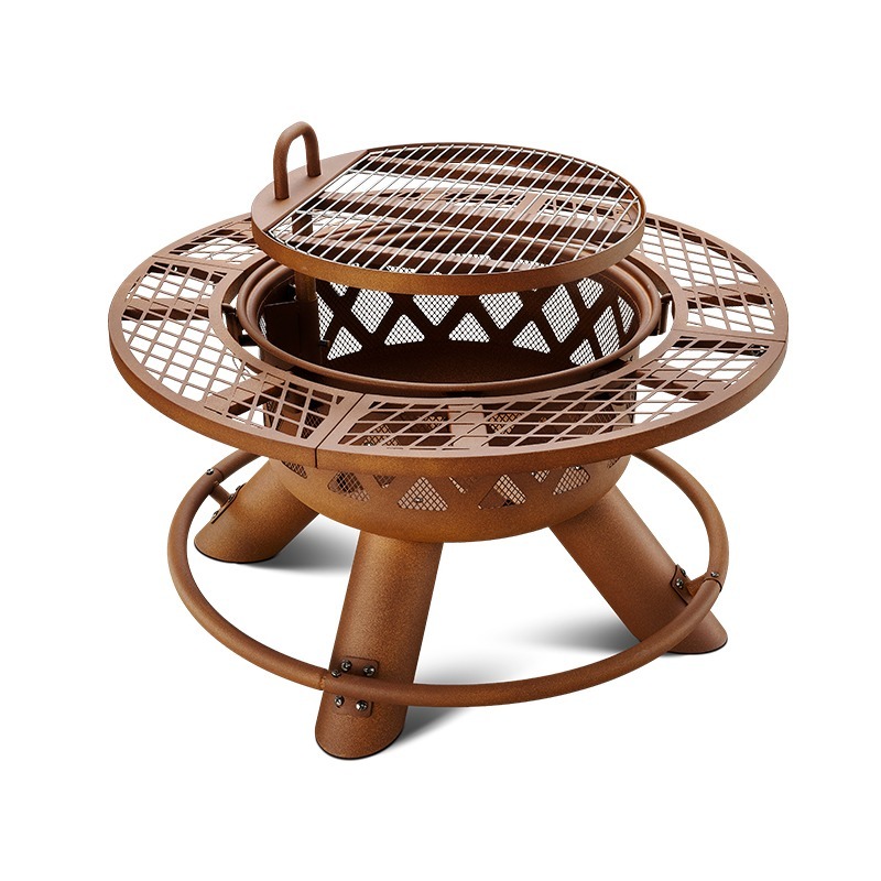 2026 Modern Outdoor Steel Char - Outdoor Furniture With Fire Pit Table recension och pris