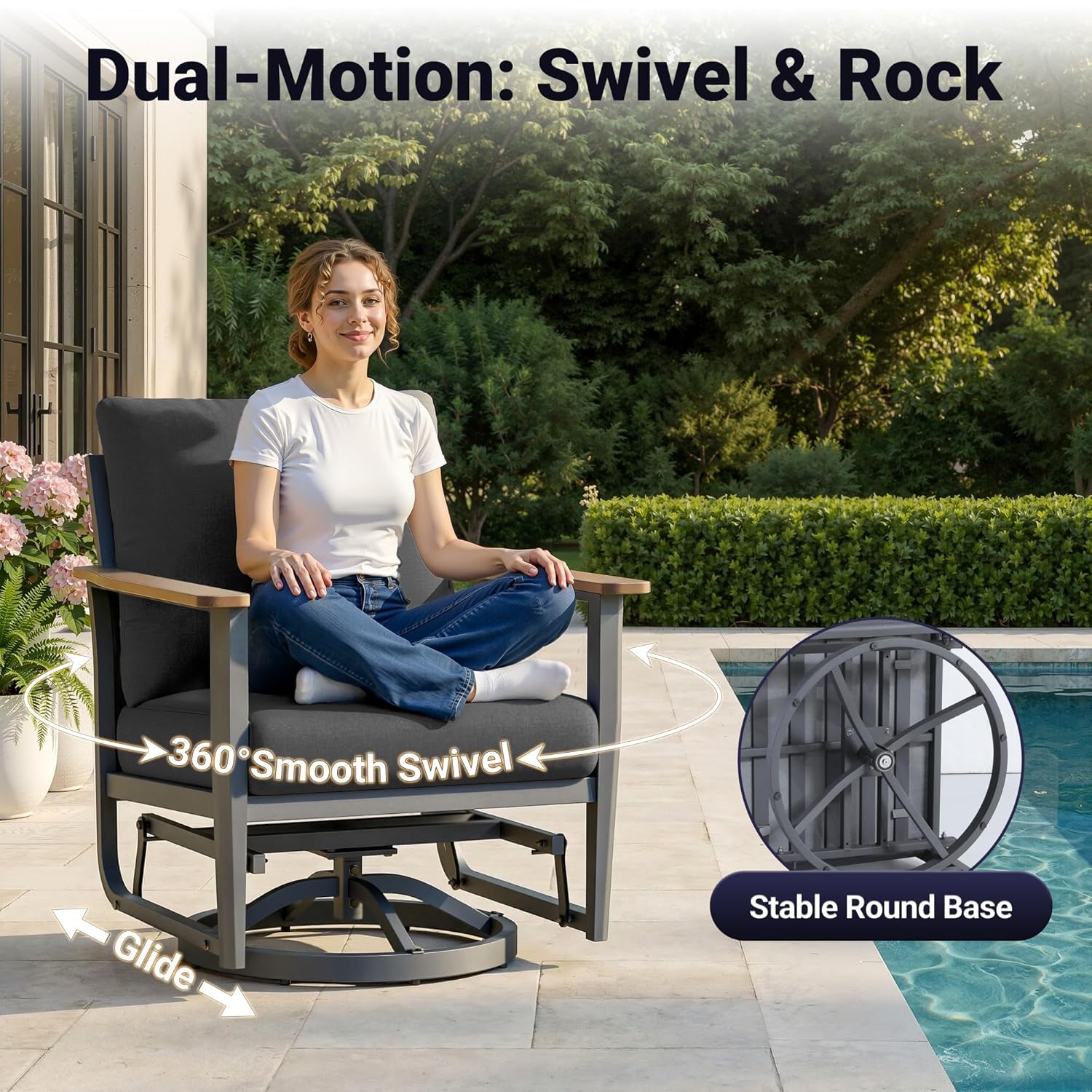 5pc Aluminum Patio Set Swivel  - Outdoor Furniture Fire Pit Set recension och pris