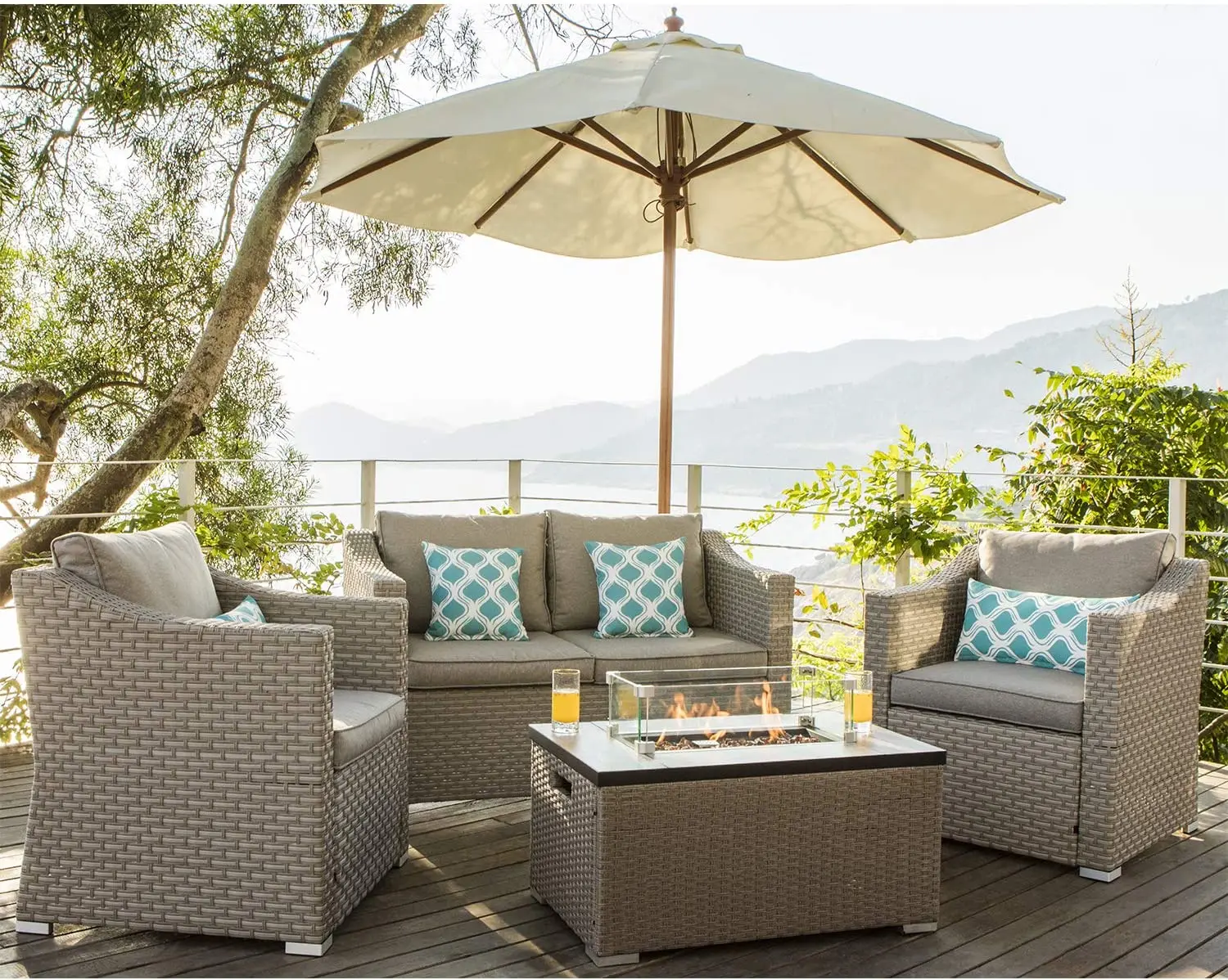 -Outdoor Furniture 5-Piece Wic - Outdoor Furniture With Fire Pit Table recension och pris