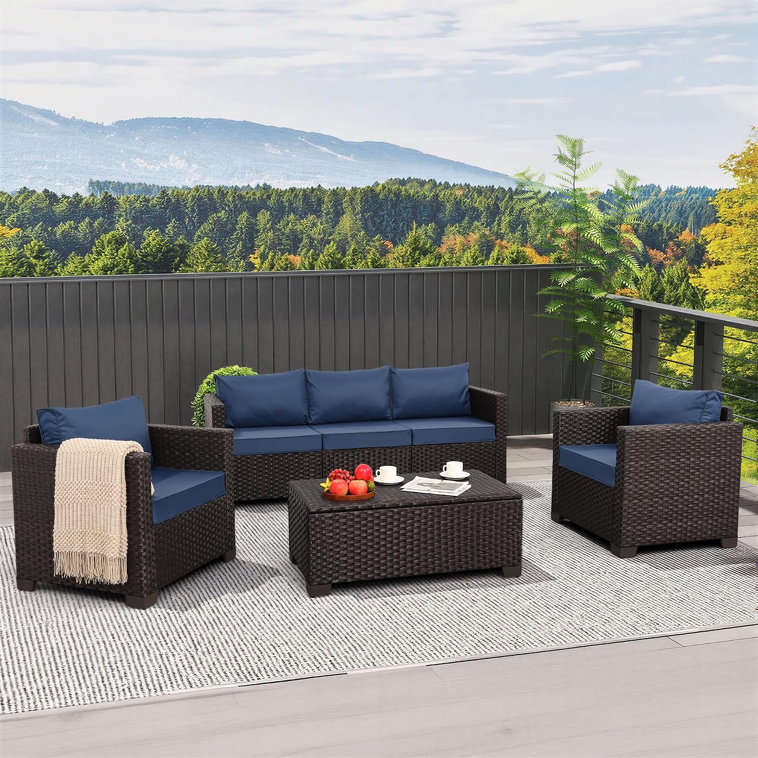 4 Piece Patio Furniture Set 45 - Outdoor Furniture With Fire Pit Table recension och pris
