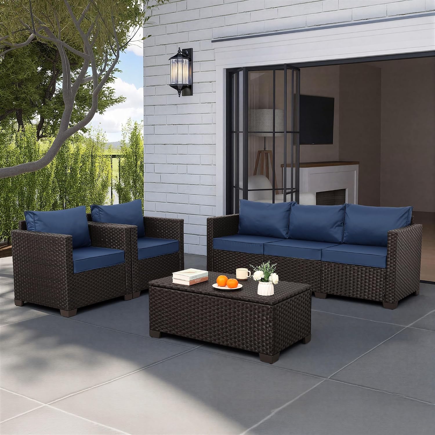 4 Piece Patio Furniture Set 45 - Outdoor Furniture With Fire Pit Table recension och pris
