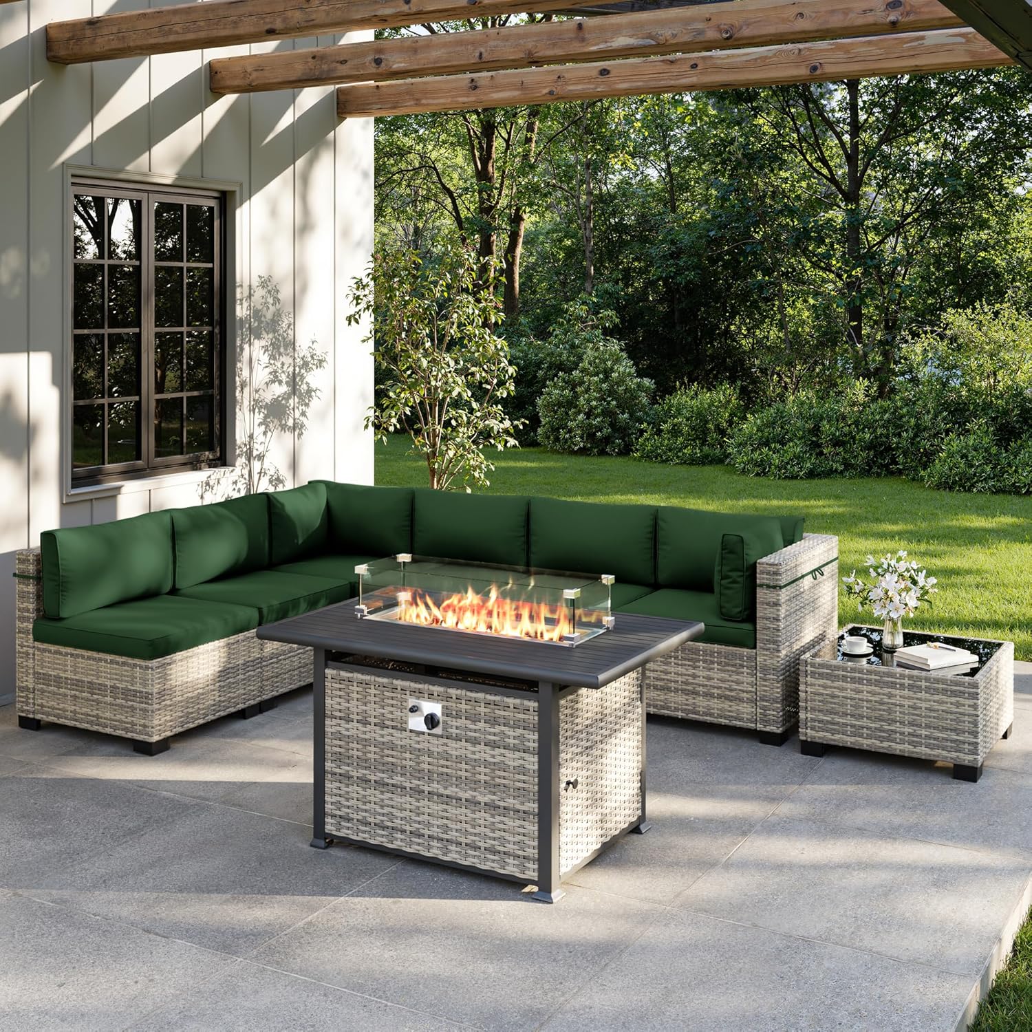 8-Piece Outdoor Patio Furnitur - Outdoor Furniture With Fire Pit Table recension och pris