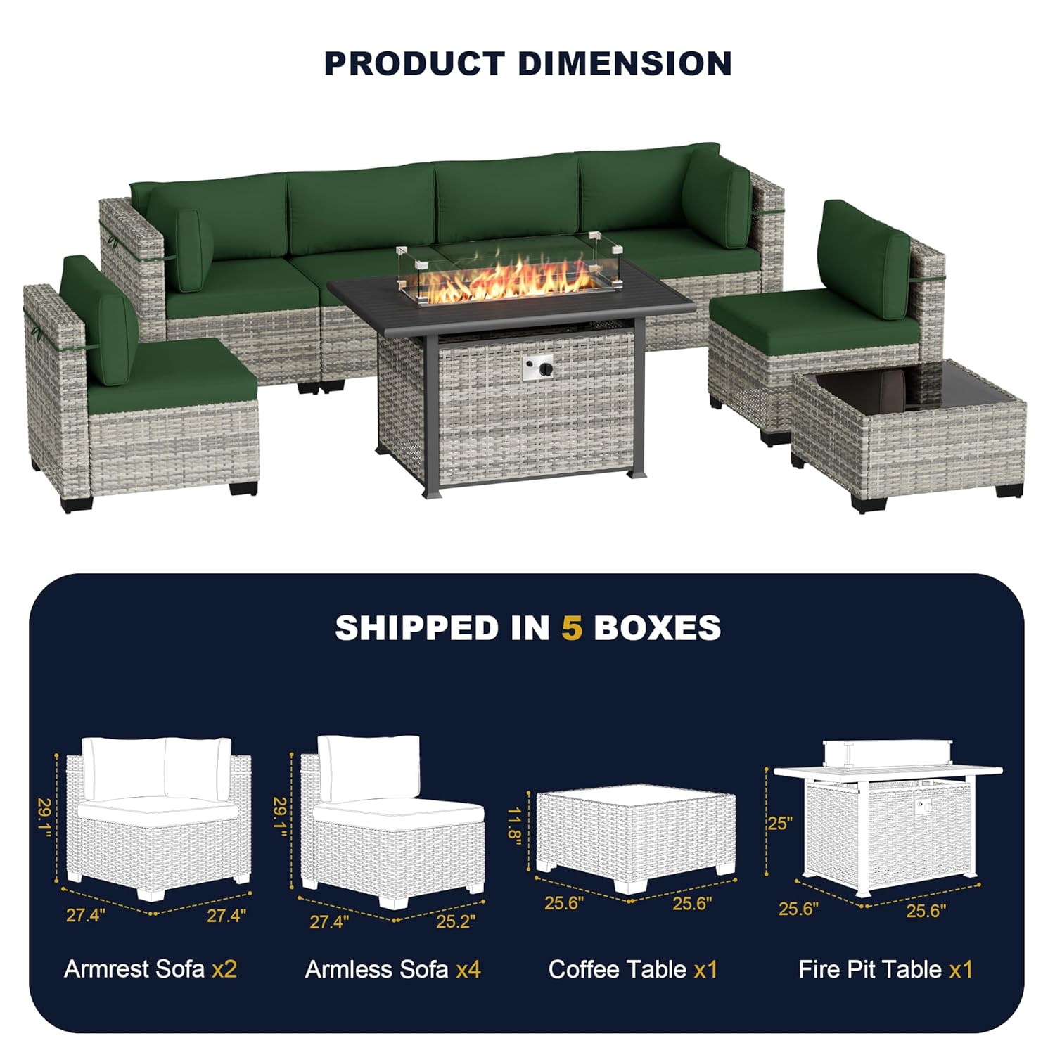 8-Piece Outdoor Patio Furnitur - Outdoor Furniture With Fire Pit Table recension och pris