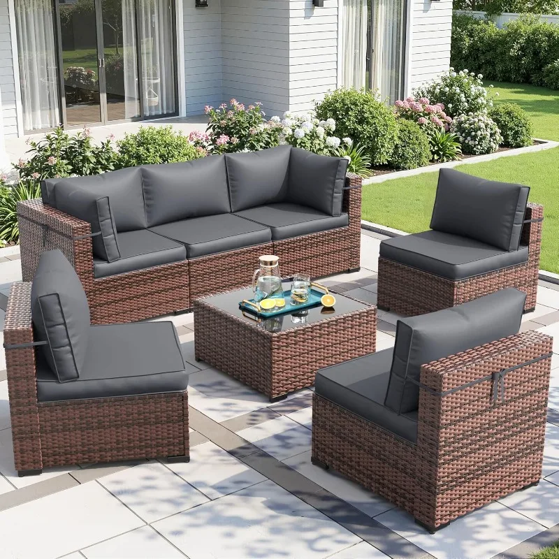 Amopatio 8 Pieces Patio Furnit - Outdoor Furniture With Fire Pit Table recension och pris